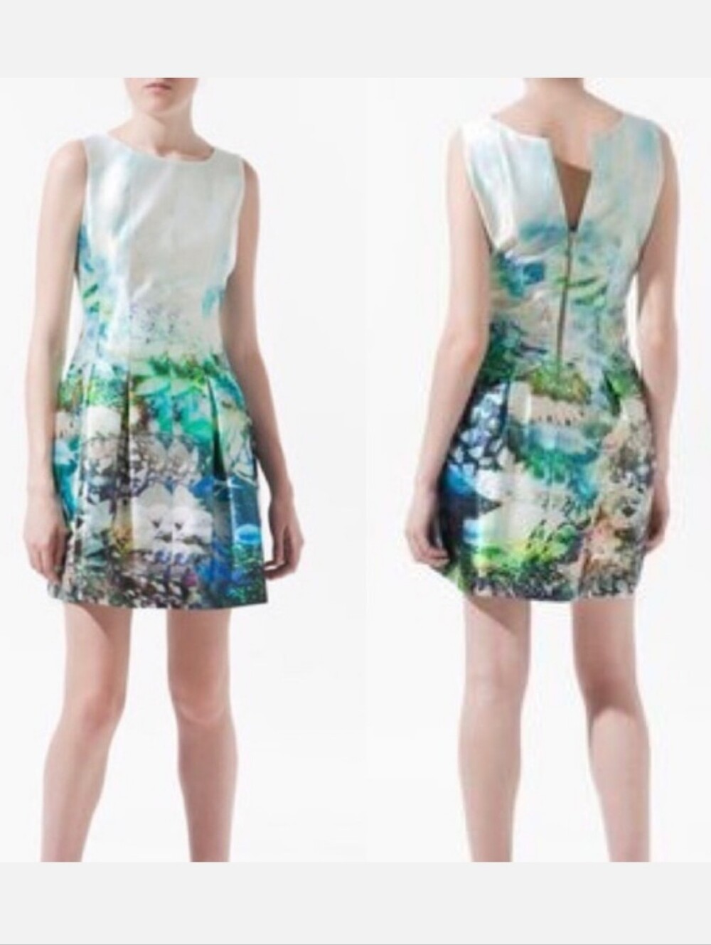 Zara Fish Aquarium Print Sleeveless Dress Size XL